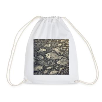 Laughing Fish - Drawstring Bag - white - Front