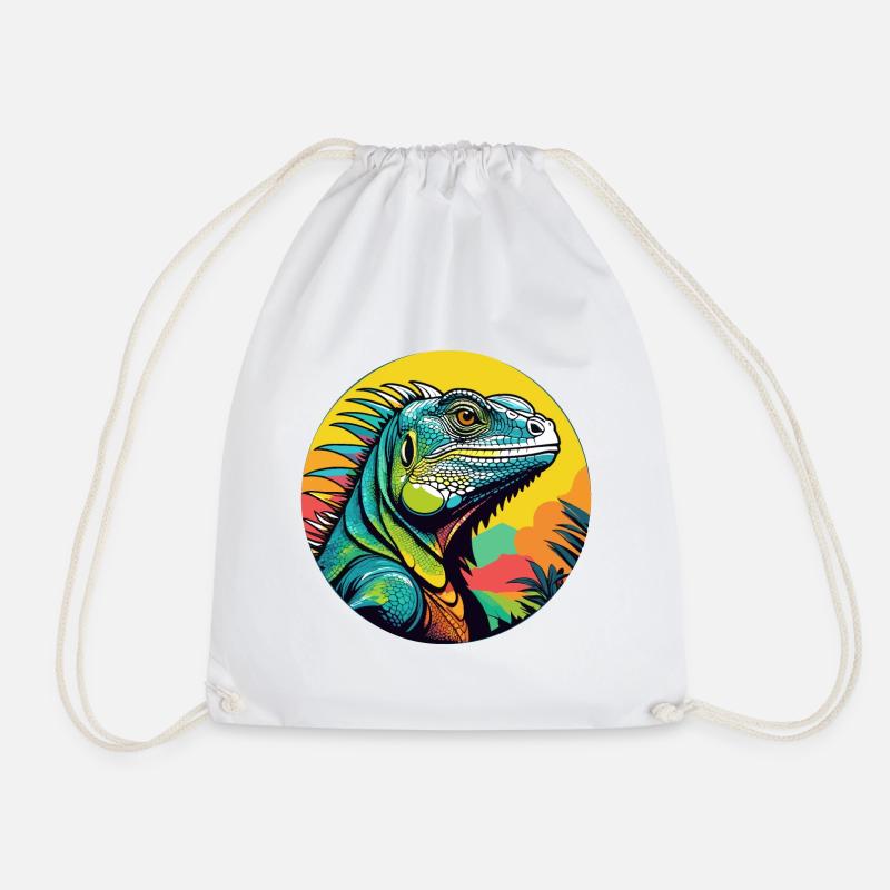Iguana Art - Drawstring Bag - white
