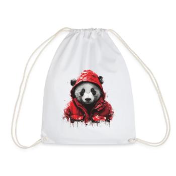 Panda Bär in Regen Jacke - Turnbeutel - Weiß - Vorne