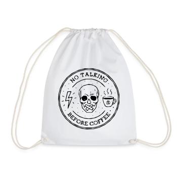 no talking coffee - Drawstring Bag - white - Front