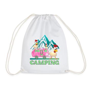 Camping Kids Chickens - Drawstring Bag - white - Front