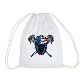 Lacrosse USA Flaggen Sport Helm - Turnbeutel - Weiß - Vorne