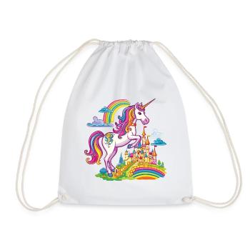 Einhorn Regenbogen Schloss Bunt Magie Fantasie - Turnbeutel - Weiß - Vorne