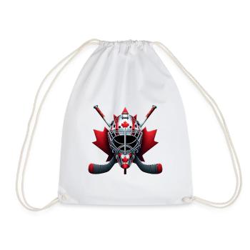 Canada ice hockey flag helmet design - Drawstring Bag - white - Front
