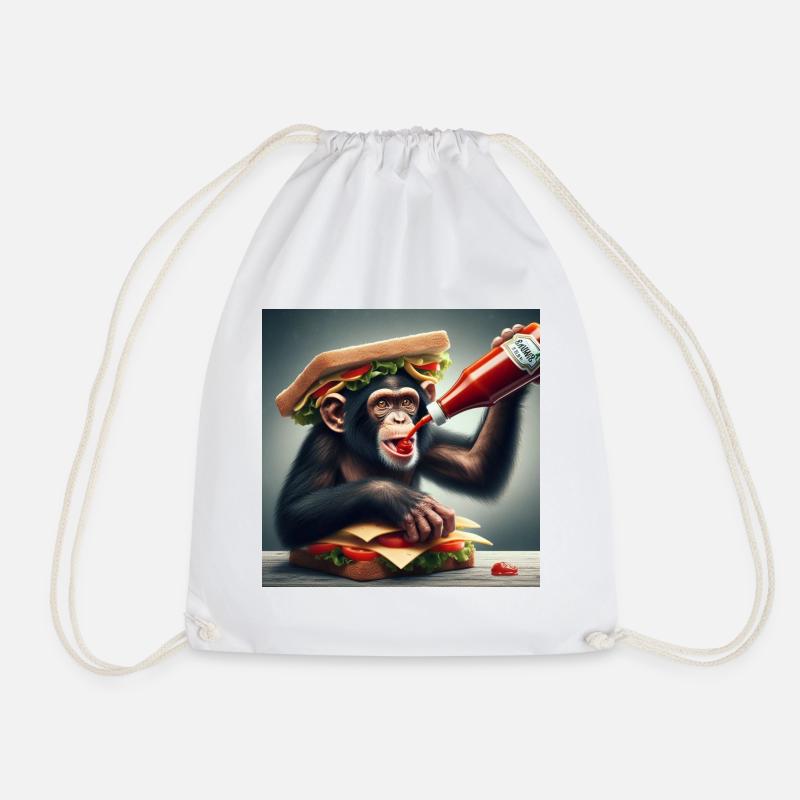Sandwich Monkey - Drawstring Bag - white