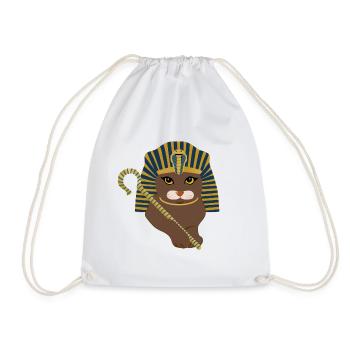 pharaoh cat - Drawstring Bag - white - Front