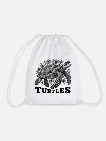 Schildkröte Schildkröten Blumen Grafik Geschenk - Turnbeutel - Weiß