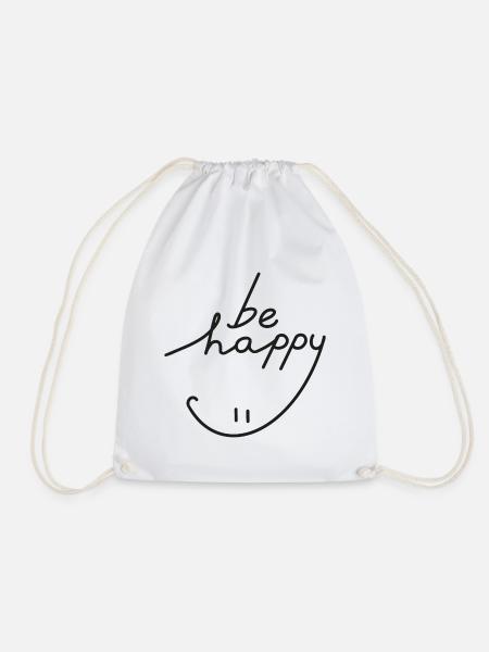 be happy lächeln smile lettering motivation - Turnbeutel - Weiß