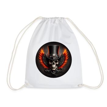 Crâne avec des ailes et du feu - Sac de sport léger - blanc - Devant