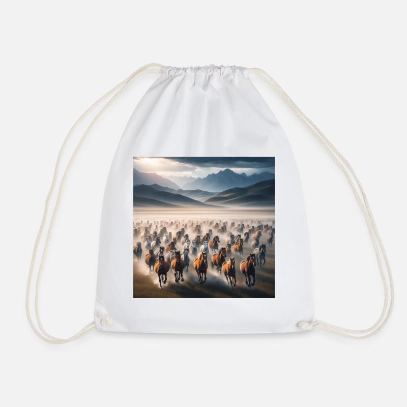 Wild Horses - Drawstring Bag - white