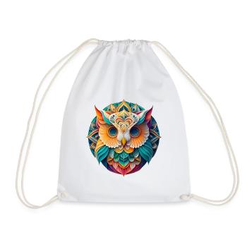 Bunte Eule im Mandala Design - Turnbeutel - Weiß - Vorne