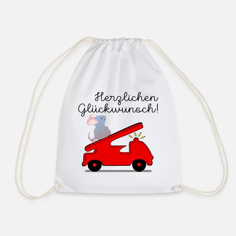 KINDERGEBURTSTAG FEUERWEHRAUTO - Turnbeutel - Weiß