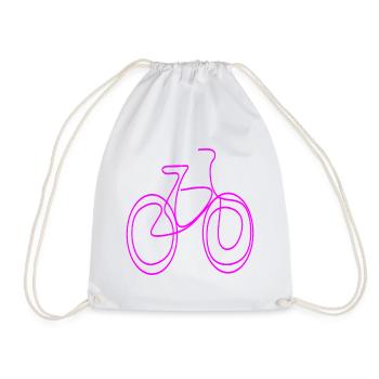 LINE ART BICYCLE PINK MINIMALISM - Drawstring Bag - white - Front