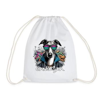 Greyhound Gangsta Dog Graffiti Gift - Drawstring Bag - white - Front