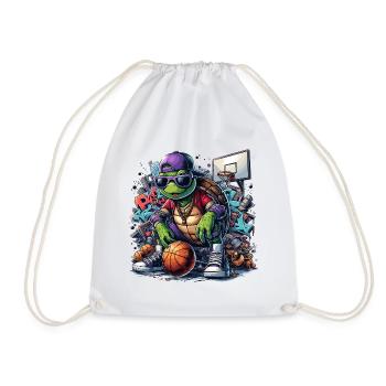 Basketball Turtle Sunglasses Graffiti - Drawstring Bag - white - Front