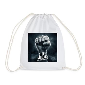 Stop violence or I'll hit you in the XXX - Drawstring Bag - white - Front