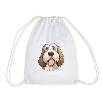 Spinone Italiano Dog Breed Watercolor Cartoon Kawa - Drawstring Bag - white - Front