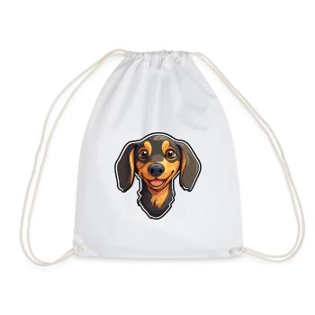 Dackel Hund Rasse Aquarell Cartoon Kawaii Clip - Turnbeutel - Weiß - Vorne