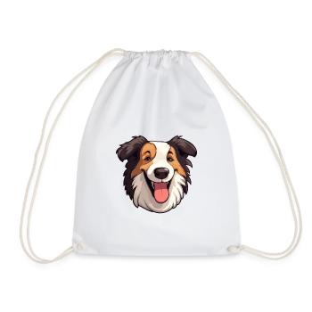 Collie chien race aquarelle dessin animé Kawaii Clipart - Sac de sport léger - blanc - Devant