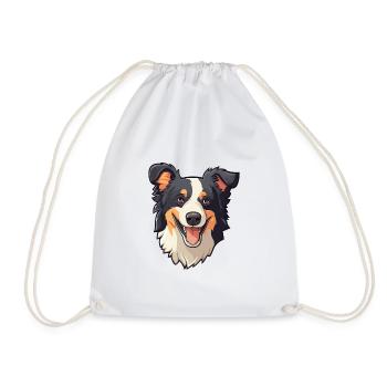 Border Collie Hunderasse Aquarell Karikatur Kawaii - Turnbeutel - Weiß - Vorne