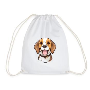 Beagle Hund Rasse Aquarell Cartoon Kawaii Clipart - Turnbeutel - Weiß - Vorne