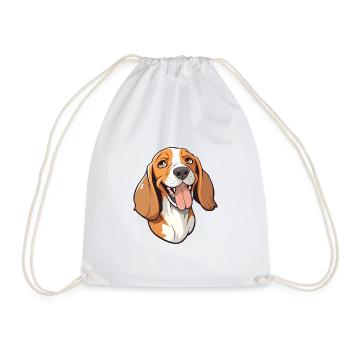 American Foxhound Dog Breed Watercolor Cartoon Kaw - Drawstring Bag - white - Front