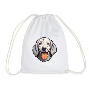 English Setter Dog Breed Watercolor Cartoon Kawaii - Drawstring Bag - white - Front