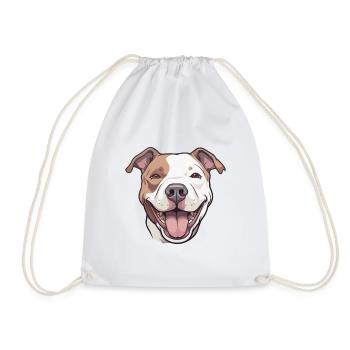 Pitbull Hund Rasse Aquarell Karikatur Kawaii Clipar - Turnbeutel - Weiß - Vorne