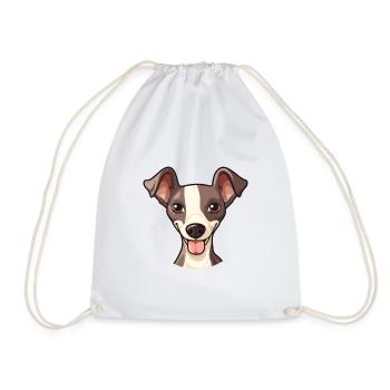 Italian Greyhound Dog Breed Watercolor Cartoon Kaw - Drawstring Bag - white - Front