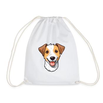 Parson Russell Terrier Dog Breed Watercolor Cartoo - Drawstring Bag - white - Front