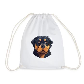 Rottweiler Hund Rasse Aquarell Karikatur Kawaii Cli - Turnbeutel - Weiß - Vorne