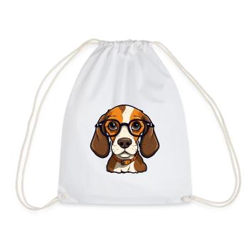 Beagle chien race aquarelle dessin animé Kawaii lunettes - Sac de sport léger - blanc - Devant