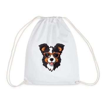 Border Collie Hunderasse Aquarell Karikatur Kawaii - Turnbeutel - Weiß - Vorne