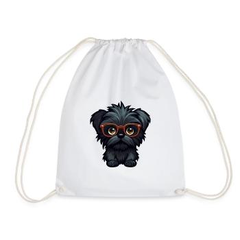 Affenpinscher Dog Breed Watercolor Cartoon Kawaii - Drawstring Bag - white - Front