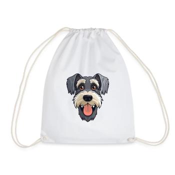 Standard Schnauzer Dog Breed Watercolor Cartoon Ka - Drawstring Bag - white - Front