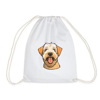 Soft Coated Wheaten Terrier Dog Breed Watercolor C - Drawstring Bag - white - Front