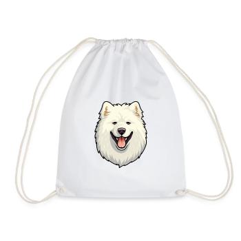 Samoyède chien race aquarelle dessin animé Kawaii Clipar - Sac de sport léger - blanc - Devant