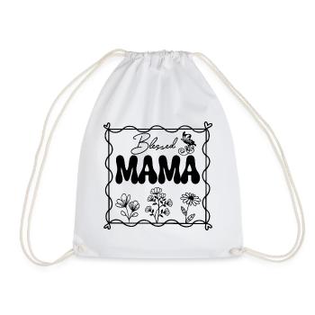 MAMA avec des fleurs sauvages dans un carré - Sac de sport léger - blanc - Devant