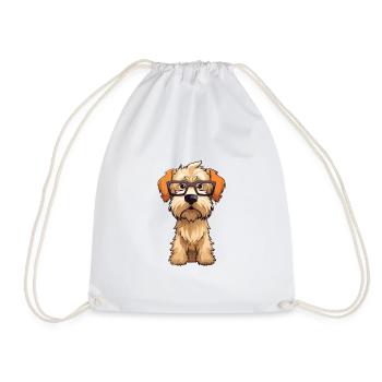 Soft Coated Wheaten Terrier Dog Breed Watercolor C - Drawstring Bag - white - Front