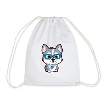 Husky Sibérien Chien Race Aquarelle Dessin Animé Kawaii - Sac de sport léger - blanc - Devant