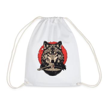 Wolf Ramen Noodles Wolfhead Wolves - Drawstring Bag - white - Front