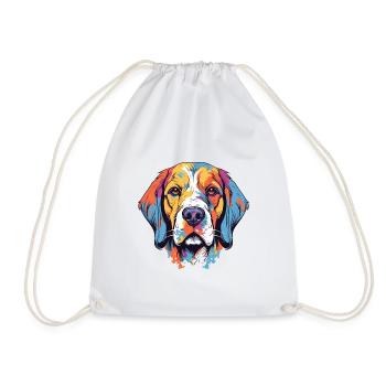 Great Pyrenee Dog Breed Watercolor Cartoon Kawaii - Drawstring Bag - white - Front