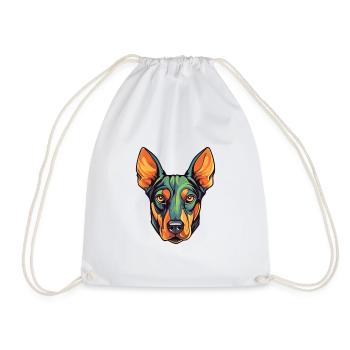 Deutsche Pinscher Hunderasse Aquarell Karikatur Kawai - Turnbeutel - Weiß - Vorne