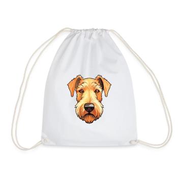 Lakeland Terrier Dog Breed Watercolor Cartoon Kawa - Drawstring Bag - white - Front