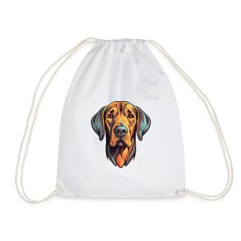 Plott Hound Dog Breed Watercolor Cartoon Kawaii Co - Drawstring Bag - white - Front