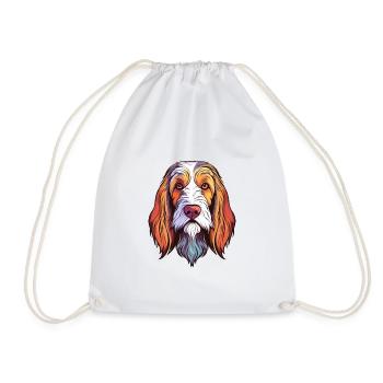 Basset Griffon Vendeen Dog Breed Watercolor Cartoo - Drawstring Bag - white - Front