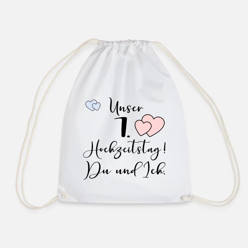Unser erster Hochzeitstag Ehepaar - Turnbeutel - Weiß