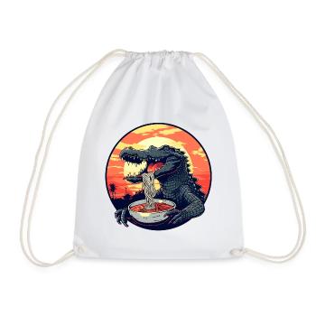 Drôle de nouilles ramen crocodile alligator japonais - Sac de sport léger - blanc - Devant