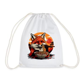 Fox Ramen Noodles Japan Vintage Retro Foxes - Drawstring Bag - white - Front