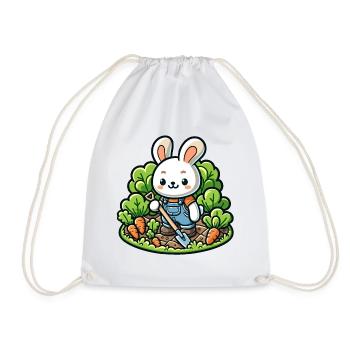 Harvest Hopper: The Gardening Bunny - Drawstring Bag - white - Front
